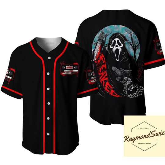 Discover Ghostface Jersey Shirt, Funny Halloween Jersey, Horror Movie Jersey