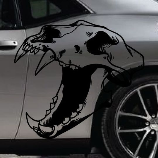 Discover Horror Cat Skull Truck Bed Decal