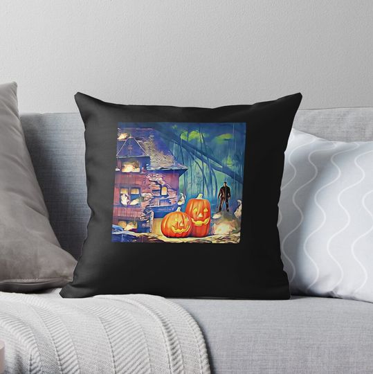 Discover Halloween Landscape - Michael Myers Chi Throw Pillow