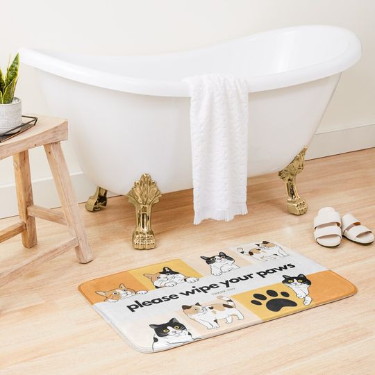 Discover PLEASE WIPE YOUR PAWS Bath Mat