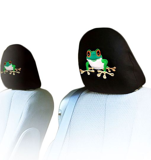 Discover Yupbizauto New Car Truck SUV Headrest Covers Black Polyester  Frog