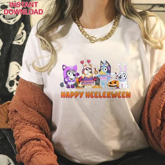 Discover BlueyDad Halloween Family Shirt, Happy Heelerween Shirt