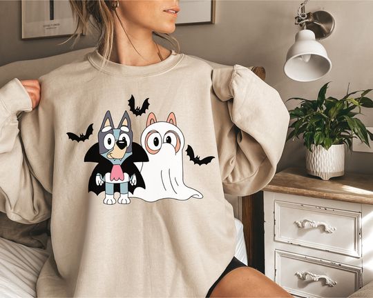 Discover BlueyDad And Bingo Funny Halloween Spooky Season Sweatshirt