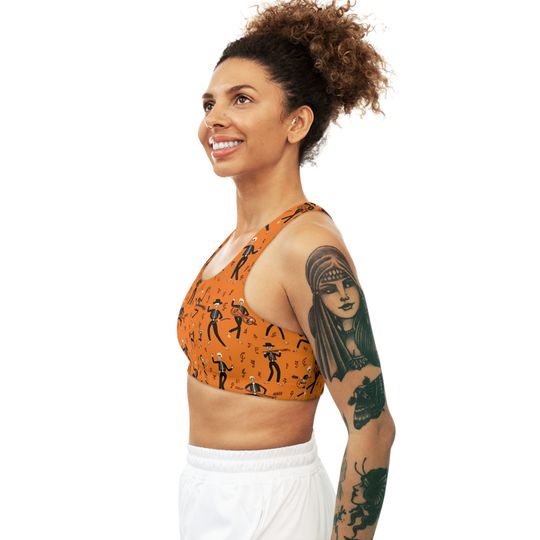 Discover Women's Cute Halloween Groove Workout Sports Bra, Perfect Halloween gift for Women