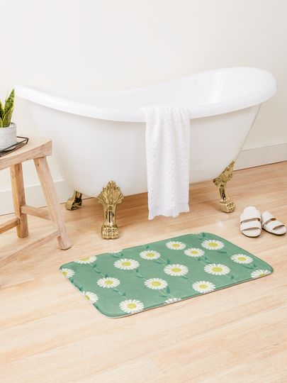 Discover Sweet Daisies [green] | Bath Mat