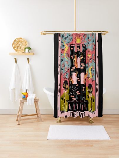 Discover The Tower Tarot Card | Shower Curtain