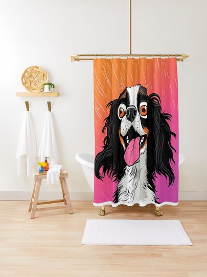 Discover King Charles Cavalier Spaniel Excited | Shower Curtain