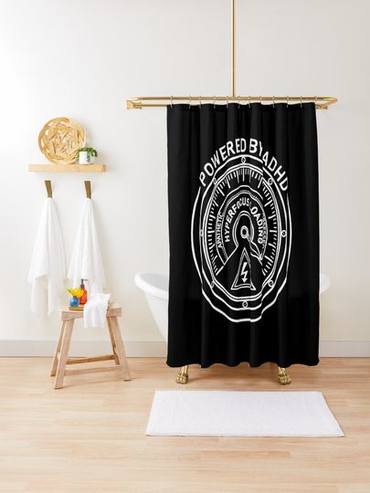 Discover Powered by ADHD white | Shower Curtain