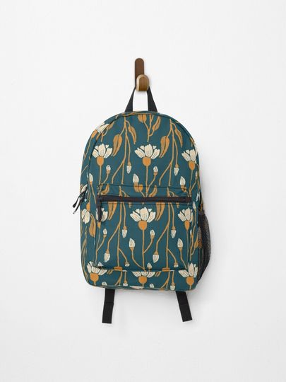 Discover Art Nouveau Cute Flower [deep blue] | Backpack