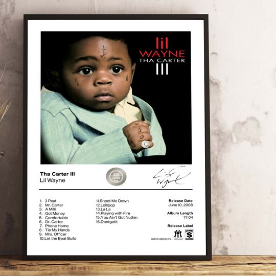 Discover Lil Wayne Poster Tha Carter III Album Cover Poster