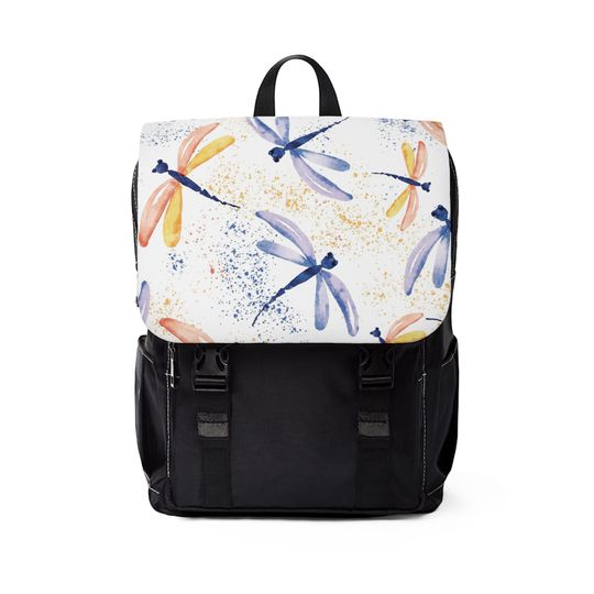 Discover Unisex Casual Shoulder Backpack colorful dragonflies