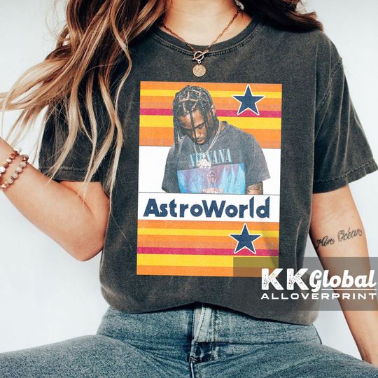 Discover Astroword Colored Poster Tee, Travis Astroworld Concert