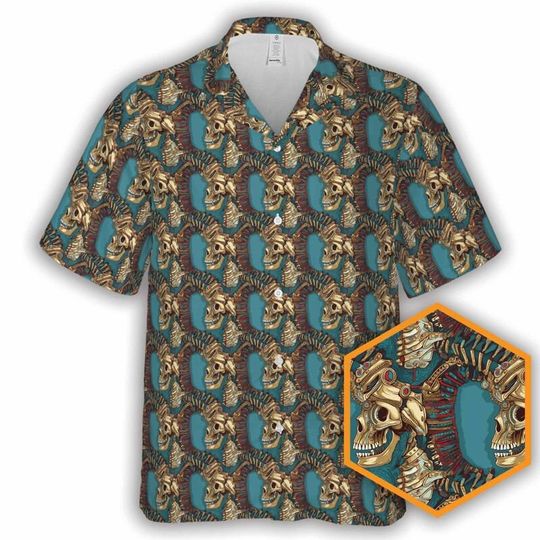 Discover Skeletal Chain | Skulls Button-Up Hawaiian Shirt