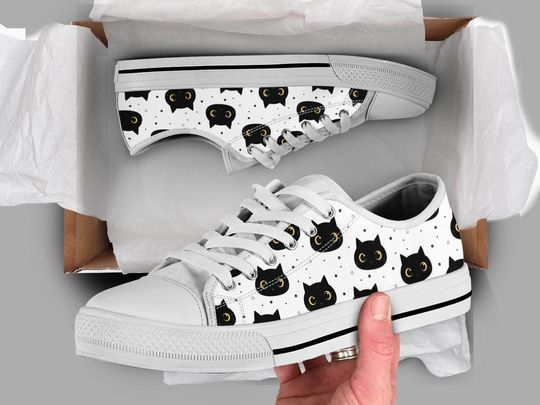 Discover Black Cats Shoes | Cat  Women's Low Top Sneakers