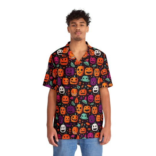 Discover Jack-o-lantern Hawaiian Shirt,Halloween button up shirt,spooky season,Aloha Shirt,couples Halloween Gift