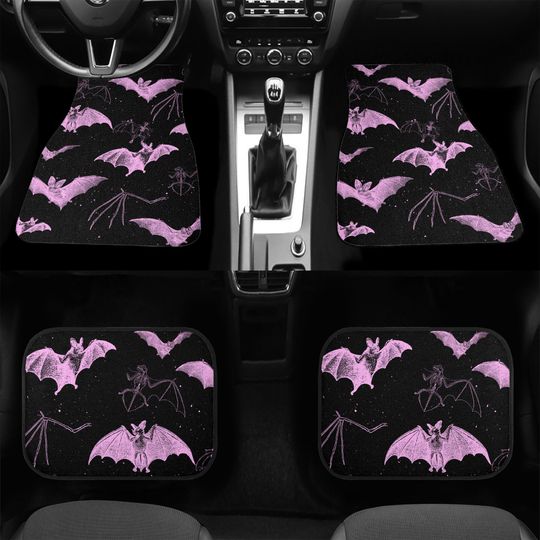 Discover Bats Car Floor Mats, Pastel Goth Car Mats Set