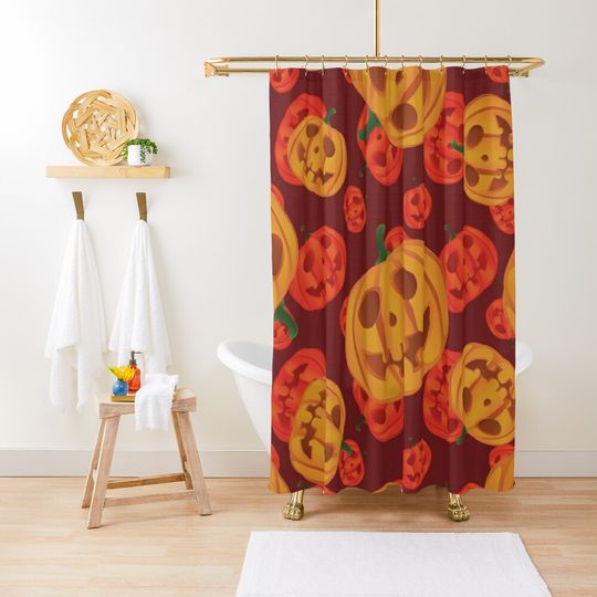 Discover Funky Pumpkins Shower Curtain