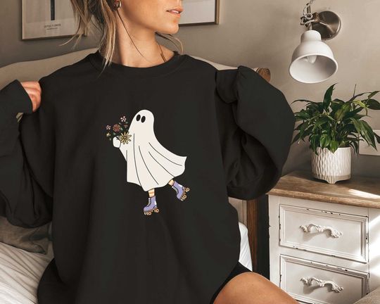 Discover Skater Ghost Sweatshirt Halloween Party Sweatshirt