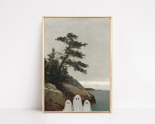 Discover vintage halloween decor | ghosts wall art poster