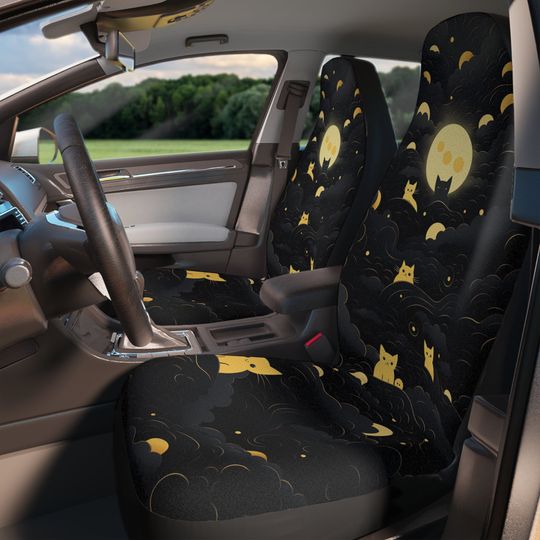 Discover Halloween Car Seat Cover Gift Idea For Spooky Season Cat Themed Spooky Seat Cover Gift