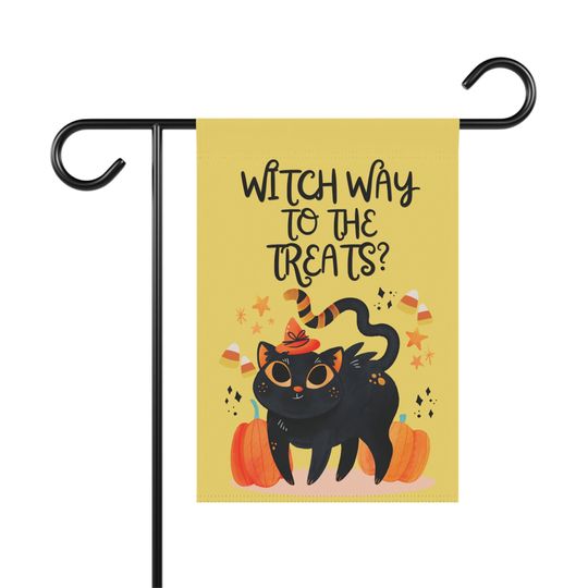 Discover Cute Vibrant Halloween Witch Cat Garden Flag