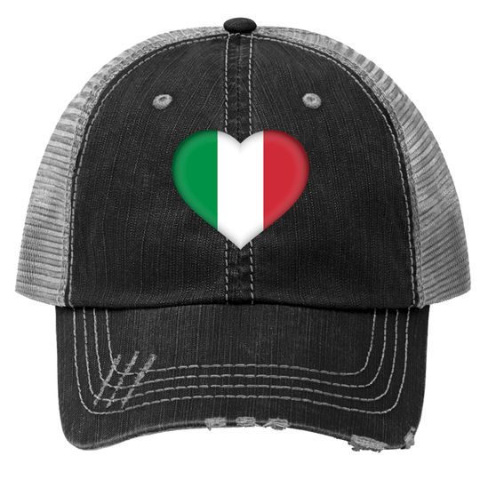 Discover Italy Flag Heart Trucker Hat