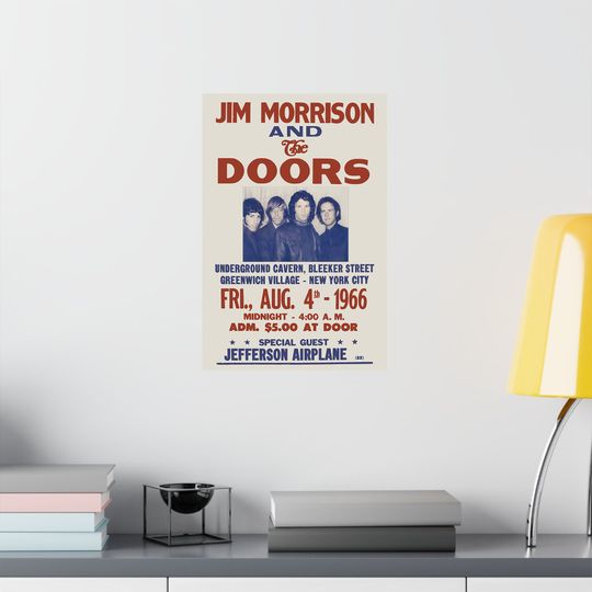 Discover Vintage Doors Concert Poster 1966 NYC Jim Morrison Village Premium Matte Vertical Posters