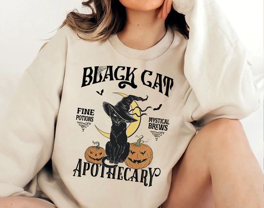 Discover Black Cat Salem Apothecary T-Shirt for Cat Lovers