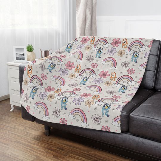 Discover Boho BlueyDad and bingo Minky Blanket, blue dog blanket