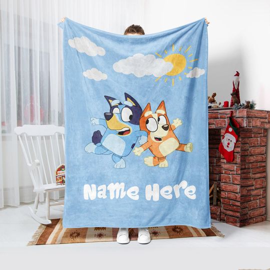 Discover Personalized BlueyDad Blanket, BlueyDad Family Soft Cozy Sherpa Fleece Throw Blankets