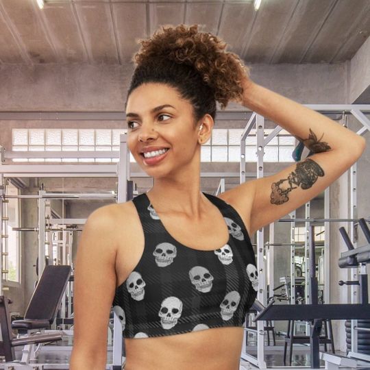 Discover Skull Workout Halloween Sports Bra