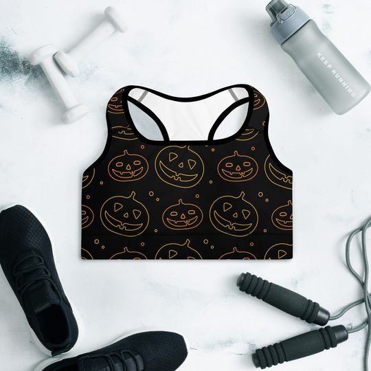 Discover Padded Sports Bra Pumpkin Outline