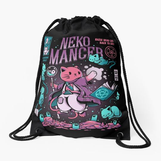 Discover Nekomancer Drawstring Bag, Halloween Drawstring Bag