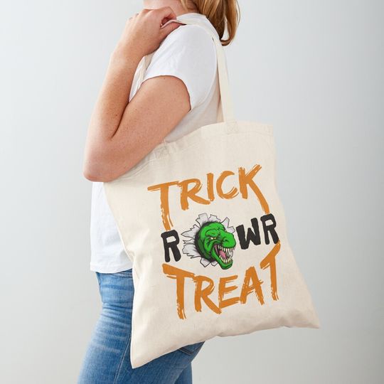 Discover Trick Rawr Treat Happy Halloween Tote Bag