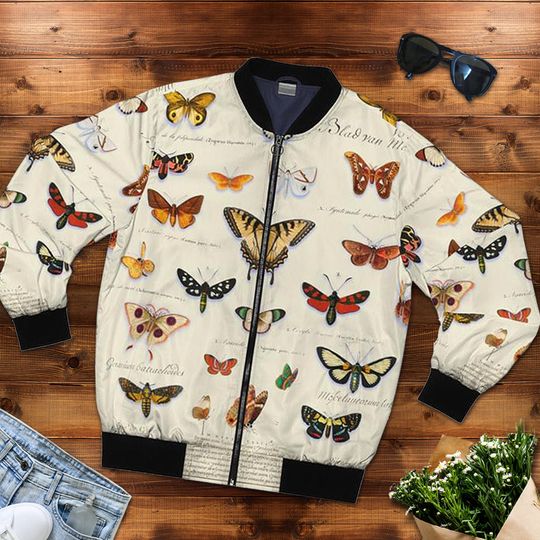Discover Men's Bomber Jacket, Butterfies,