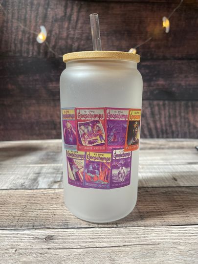 Discover Goosebumps Glass Cup/Halloween Glass Cup/16 oz Frosted Glass Cup