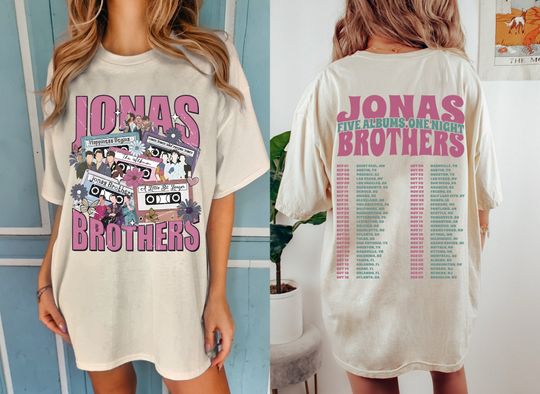 Discover Jonas Brothers Music Shirt, Five Albums One Night World Tour 2023 Shirt