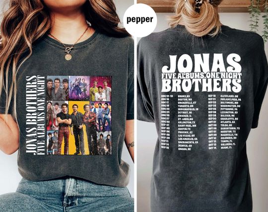 Discover Jonas Brothers Music Shirt, Five Albums One Night World Tour 2023 Shirt