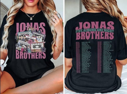 Discover Jonas Brothers Music Shirt, Five Albums One Night World Tour 2023 Shirt