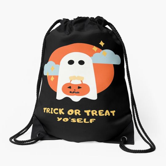 Discover Boo Trick Or Treat Yourself Halloween  Drawstring Bag