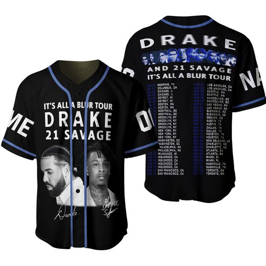 Discover Custom Name Drake 21 Savage Rap Baseball Jersey