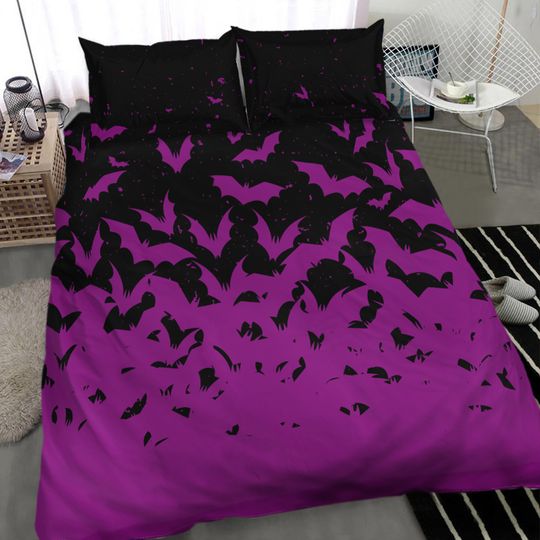 Discover Purple Bats Gothic Bedding Set