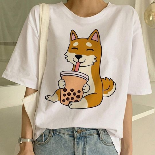 Discover Women's Fashion Shiba Inu Dog Round Neck T-shirt