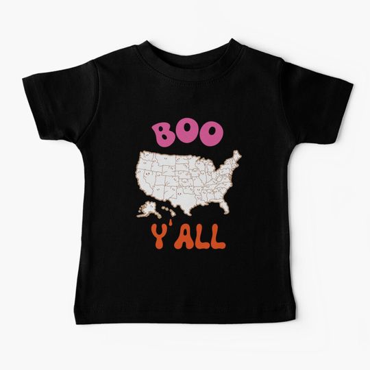 Discover Funny Halloween Boo Y’all Usa Map Ghost Baby T-Shirt