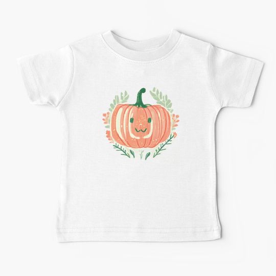Discover cute happy floral pumpkin | botanic Flower halloween season autumn fall Baby T-Shirt