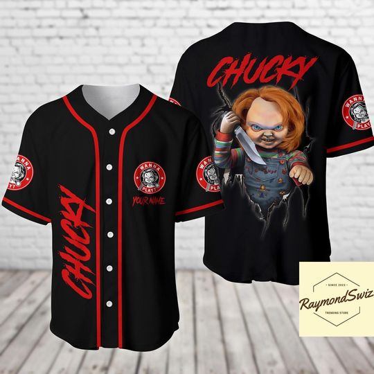 Discover Chucky Jersey Shirt, Horror Movie Baseball Shirt, Scary Movie Jersey