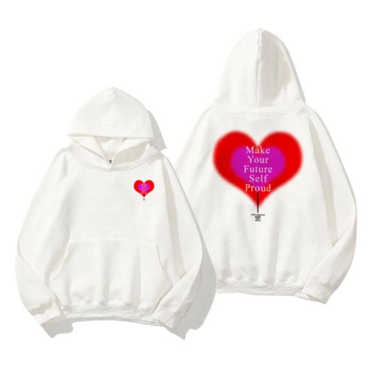 Discover HEART WHITE HOODIE Motivativation and Self Love Hoodie