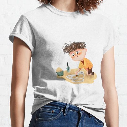 Discover Archaeologist Boy Excavating Dinosaur skull T-shirts