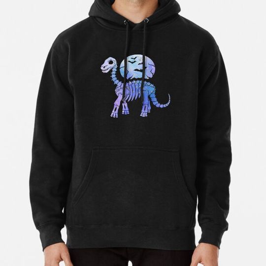Discover Skeleton Dinosaur Spooky Moon Hoodies