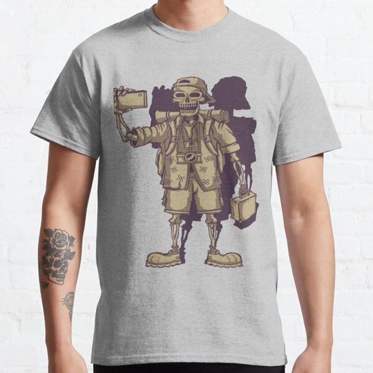 Discover skeleton taking a photo T-shirts